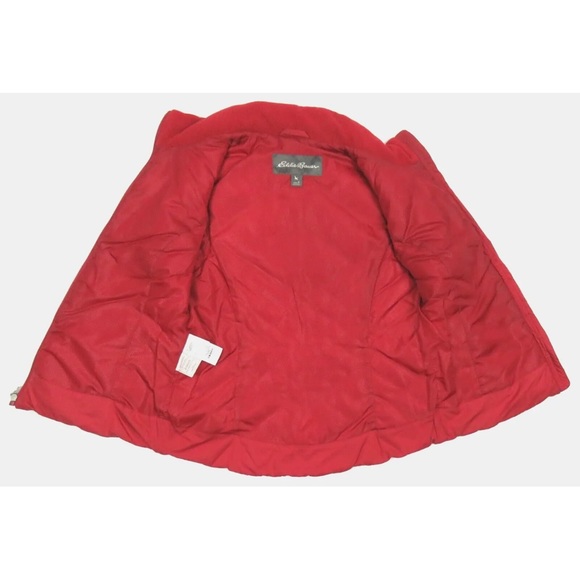 Eddie Bauer Down Quilted Red Womens Full Zip Puffer Gilet Vest Jacket S - Picture 3 of 8